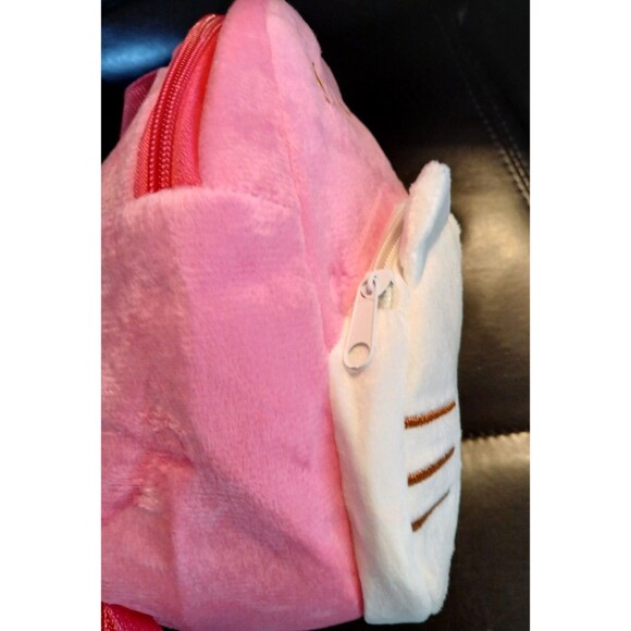 Sanrio pink HELLO KITTY bow plush backpack bag dbl zipper - Picture 6 of 9